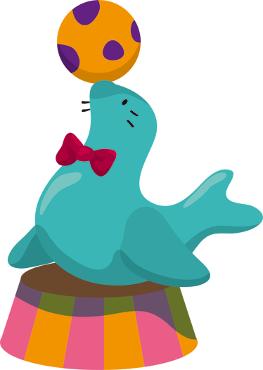 Tæppe til børneværelse cirkus sæl med bold - TenStickers