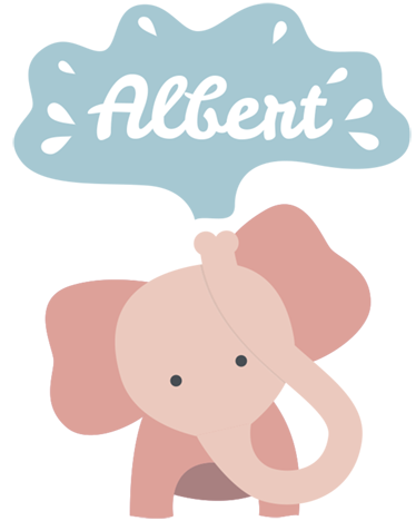 Tæppe til børneværelse med navn på baby elefant - TenStickers