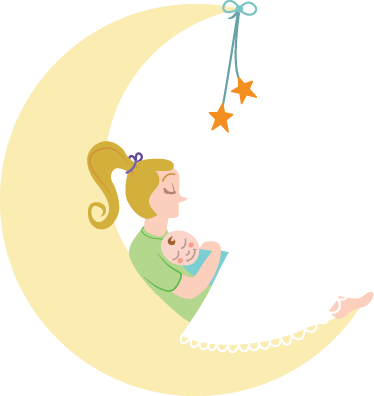 Tæppe til børneværelse mor og baby på månen - TenStickers