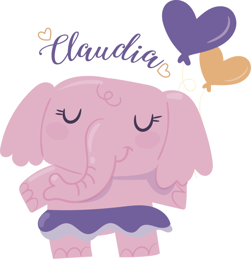 Tæppe til børneværelse med navn på lyserød elefant - TenStickers