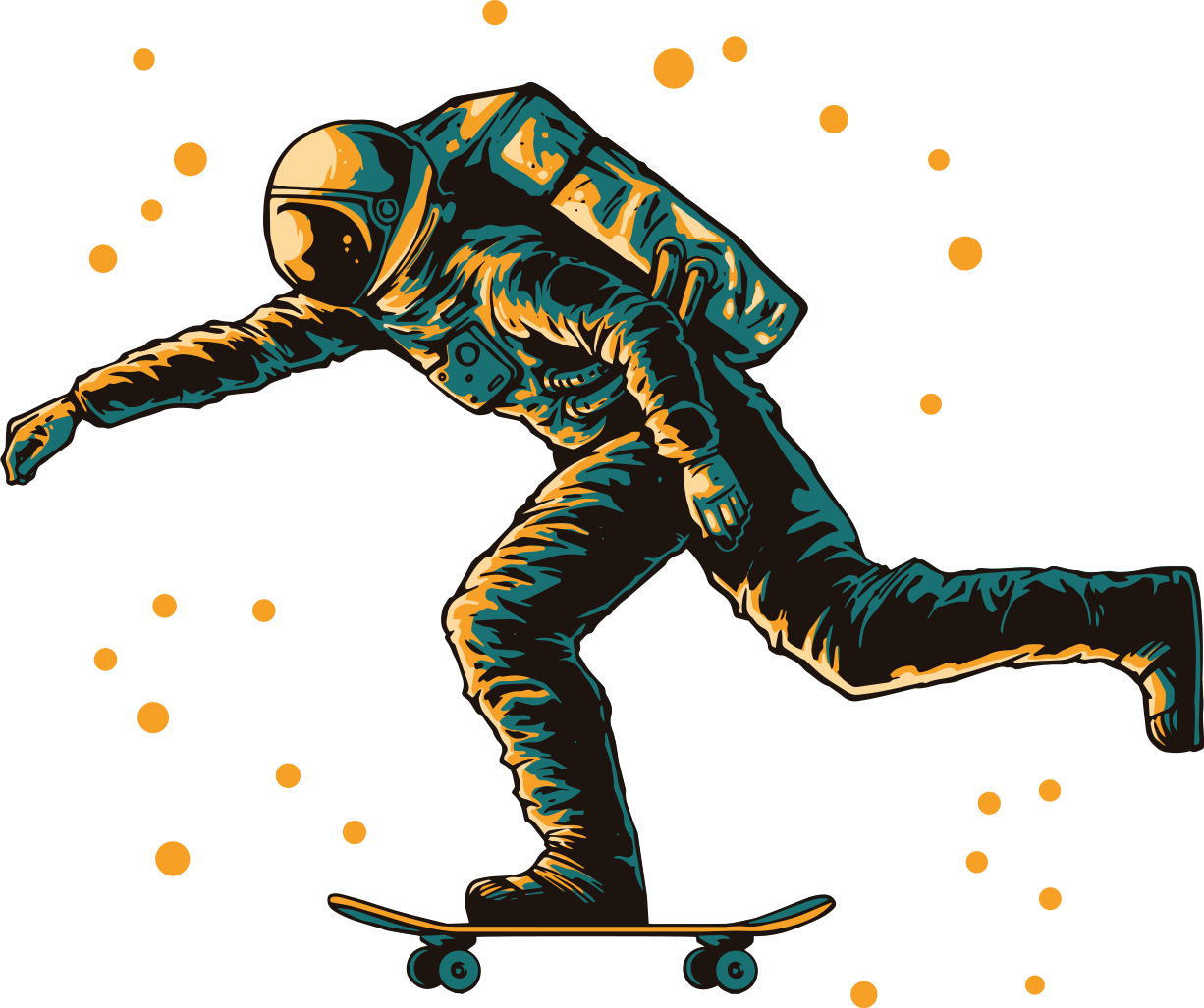 Tæppe til børneværelse med astronaut på skateboard - TenStickers