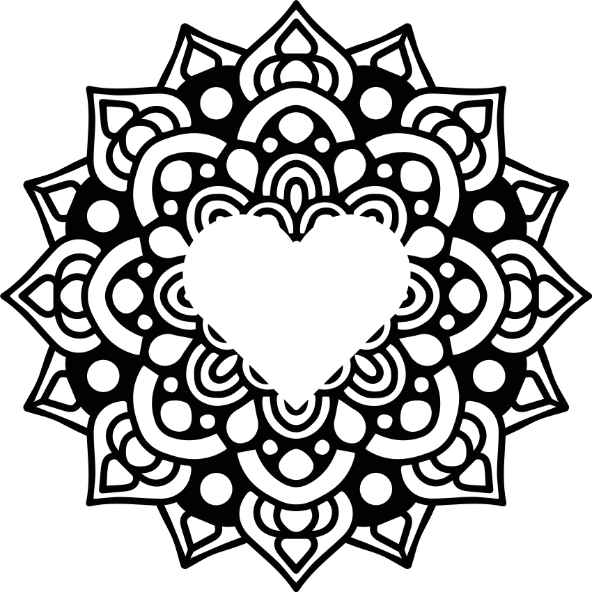 Vinyltæppe til soveværelse med mandala i hjerteramme - TenStickers