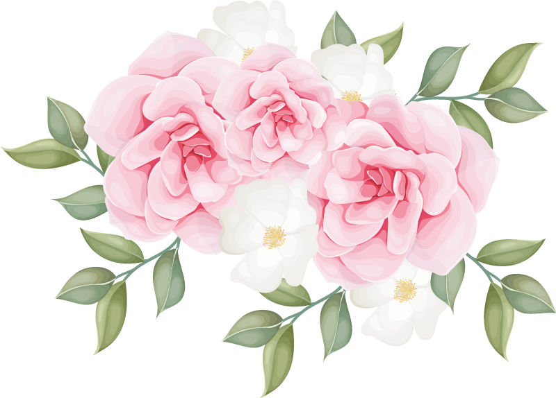 Vinyltæppe til soveværelse med elegante blomster i pink - TenStickers
