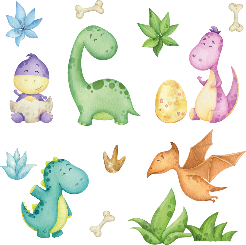 Vinyltæppe til soveværelse med nordisk dinosaurmotiv - TenStickers