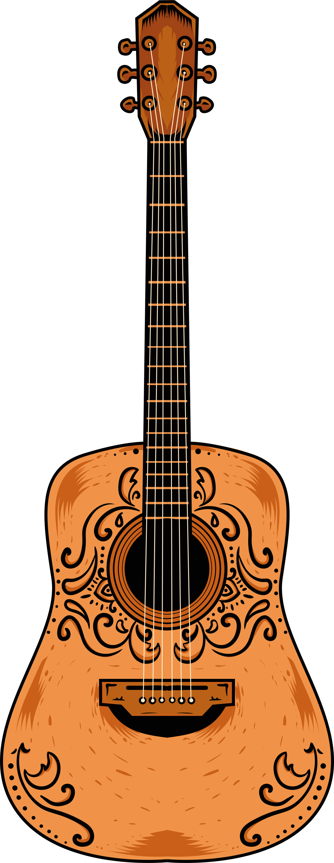 Vinyltæppe til soveværelse orange guitar - TenStickers