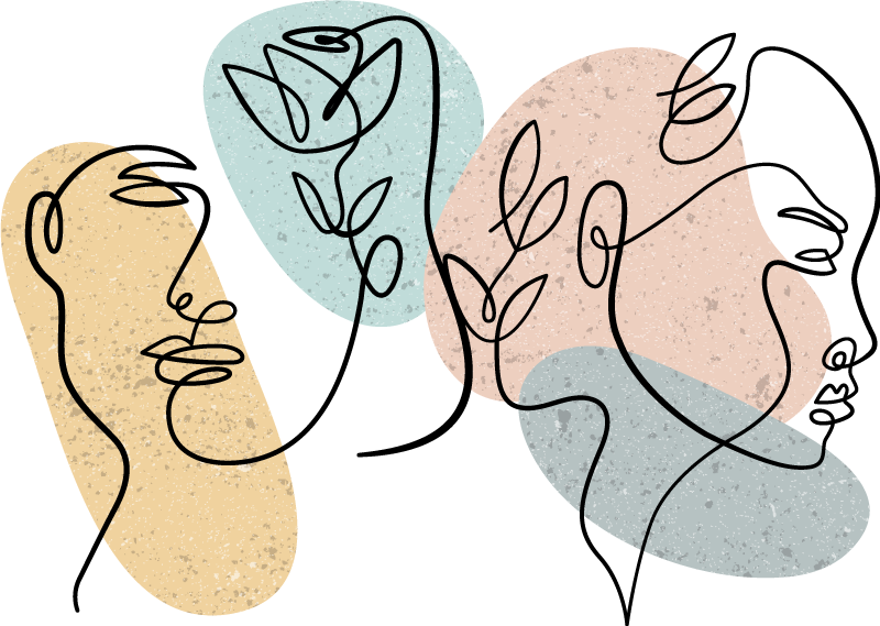 Vinyltæppe til soveværelse med kvindefigurer i line art - TenStickers