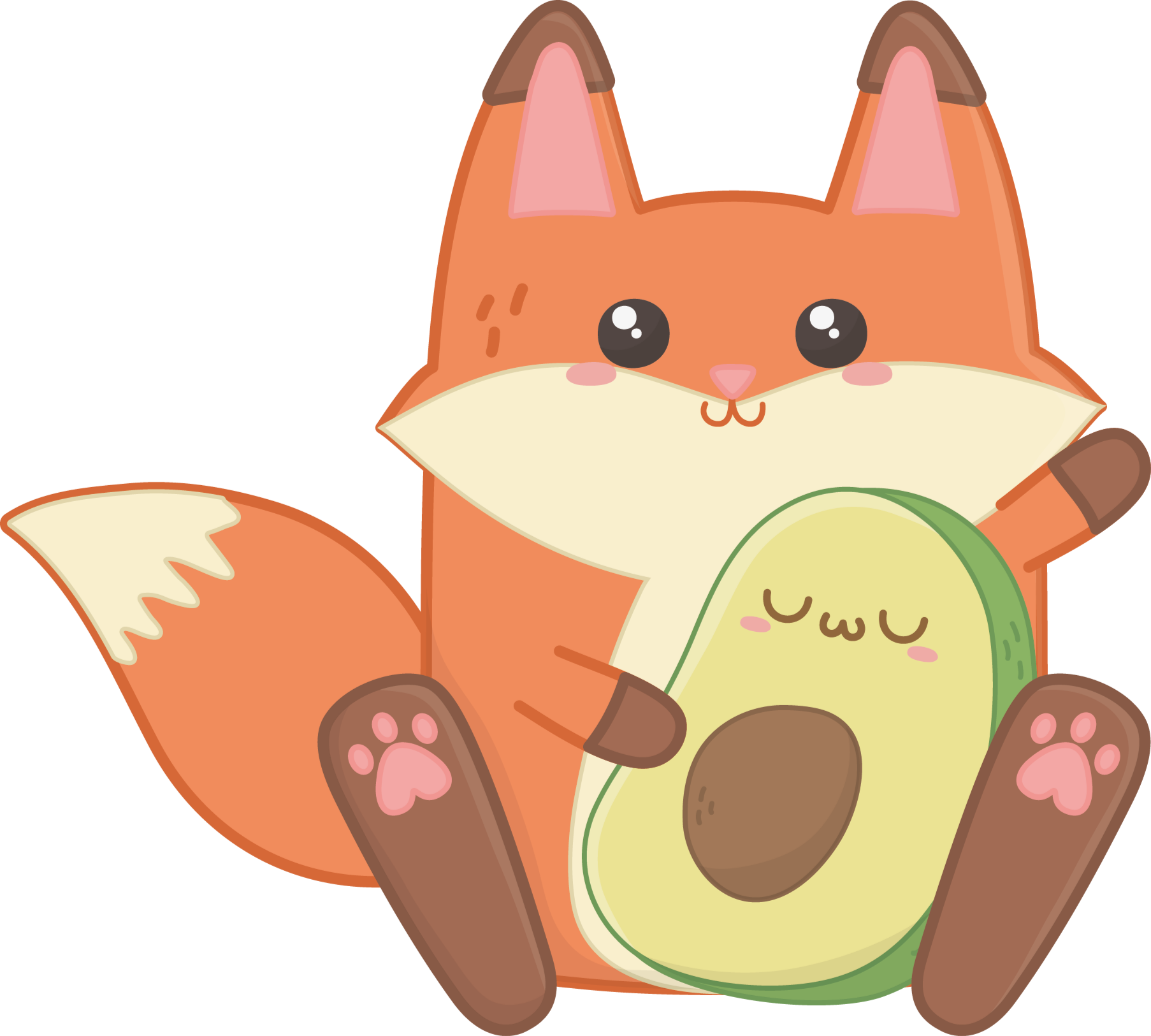 Tæppe til børneværelse med nuttet ræv og avocado - TenStickers