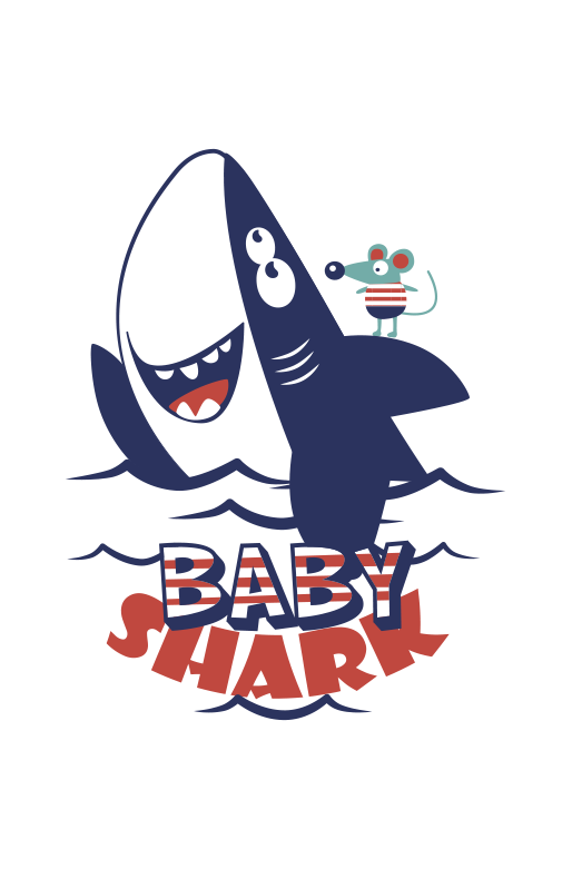 Tæppe til børneværelse med baby shark motiv - TenStickers