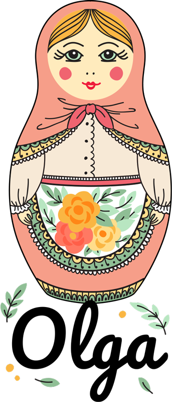 Tæppe til børneværelse med navne-matrioska - TenStickers