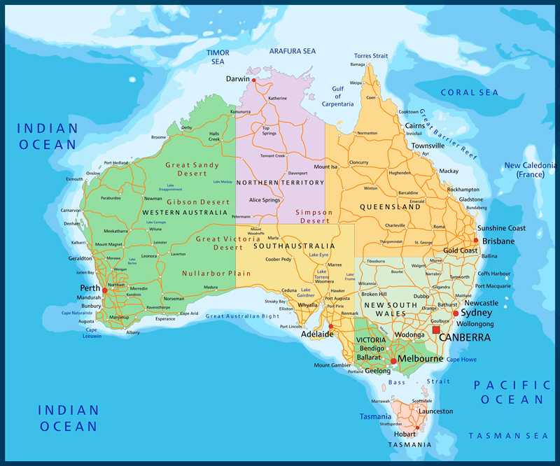 Verdenskort vinyl tæppe politisk kort australien - TenStickers