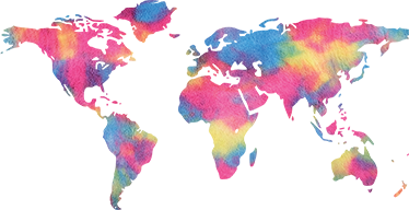 Verdenskort vinyl tæppe med tie dye design - TenStickers