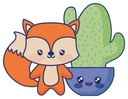 Tæppe til børneværelse med anime kaktus og ræv - TenStickers