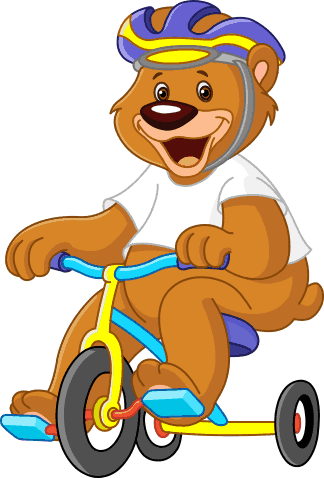 Tæppe til børneværelse med cykler og bjørne - TenStickers