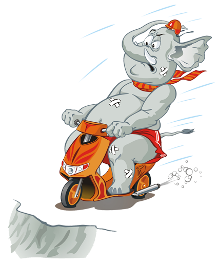 Tæppe til børneværelse elefant på motorcykel - TenStickers