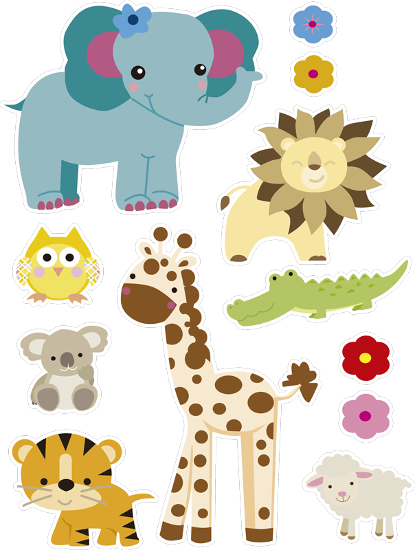 Tæppe til børneværelse med jungleklistermærker - TenStickers
