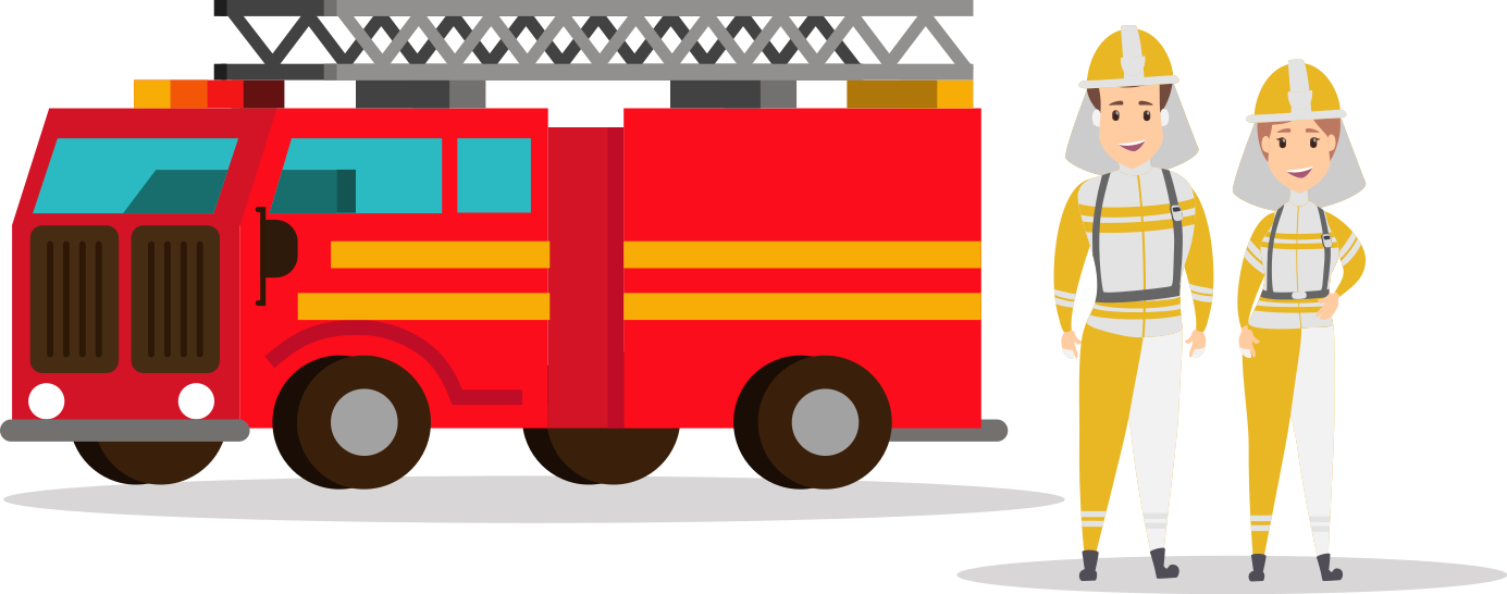 Tæppe til børneværelse brandmand mand og kvinde bil - TenStickers