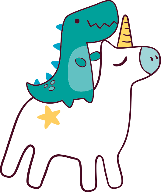 Tæppe til børneværelse med enhjørning og dinosaur design - TenStickers