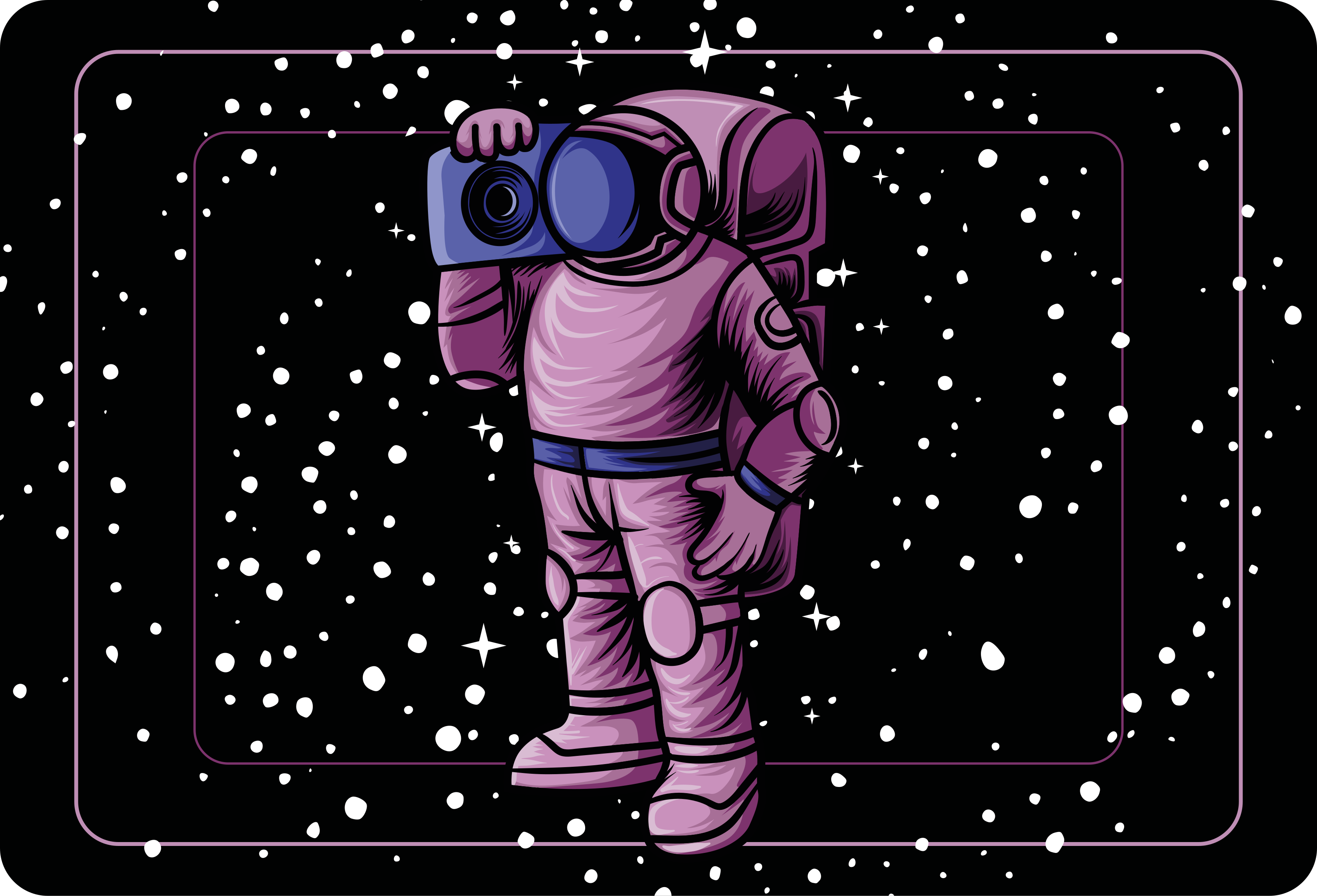 Tæppe til børneværelse med astronaut der holder radio tape - TenStickers