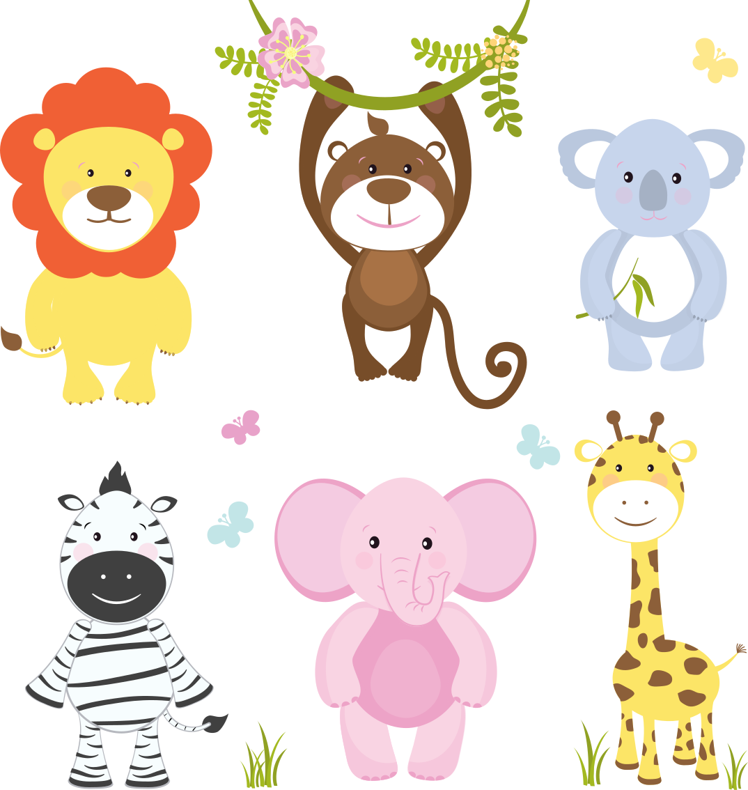 Tæppe til børneværelse farverige babydyr - TenStickers