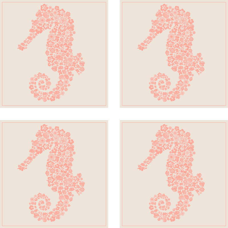 Floral søhest vinyl tæppe til badeværelset - TenStickers