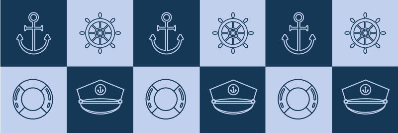 Vinyl tæppe til badeværelset med marinesymboler - TenStickers