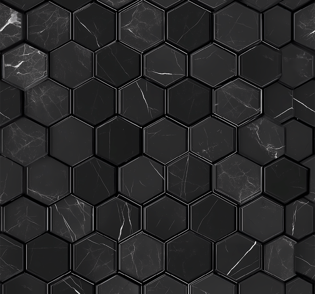Vinyl tæppe til badeværelset hexagon sort - TenStickers