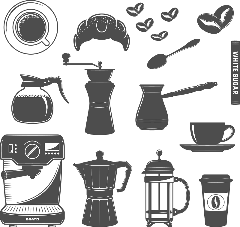 Køkken tæpper kaffe sæt menu - TenStickers