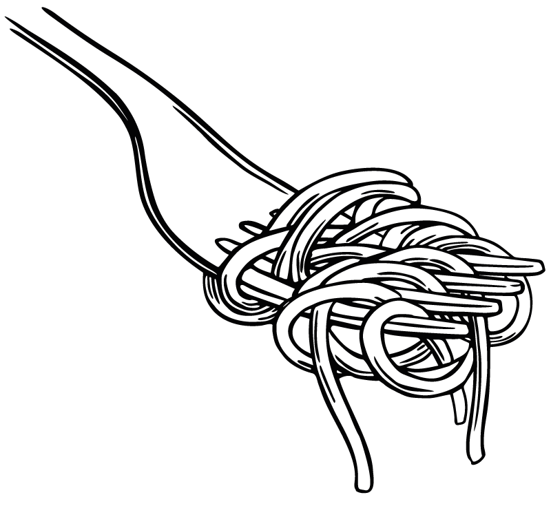 Køkken tæpper med spaghetti gaffel gravyr stil - TenStickers