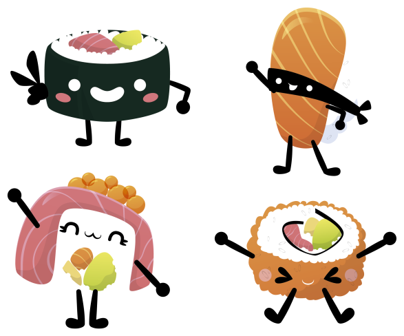 Køkken tæpper med kawaii sushi design - TenStickers