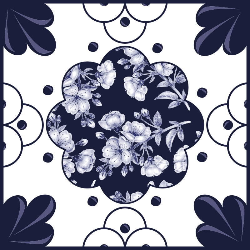 Køkken tæpper med blomstermønster fliser - TenStickers