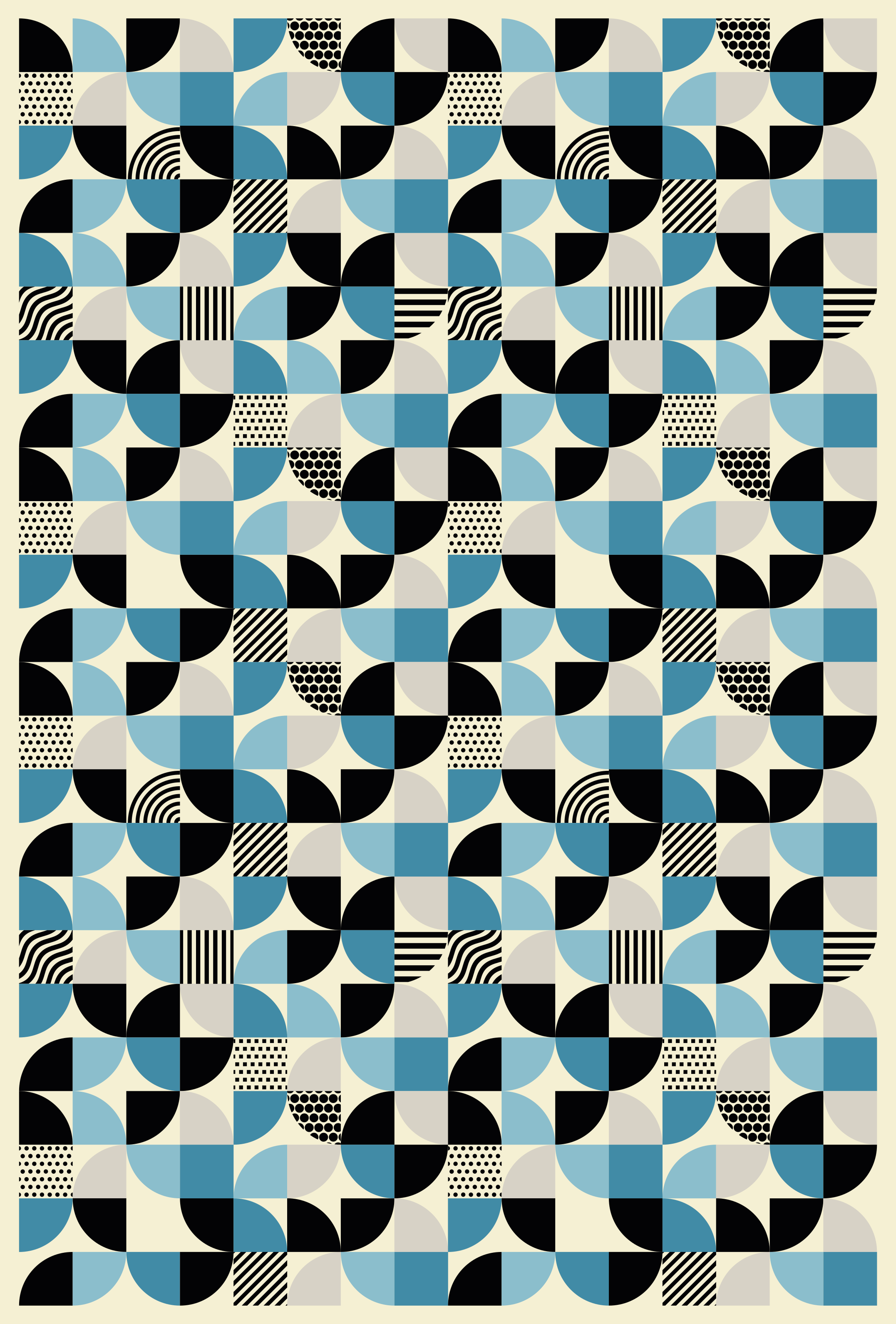 Køkken tæpper retro blå bauhaus mønster - TenStickers