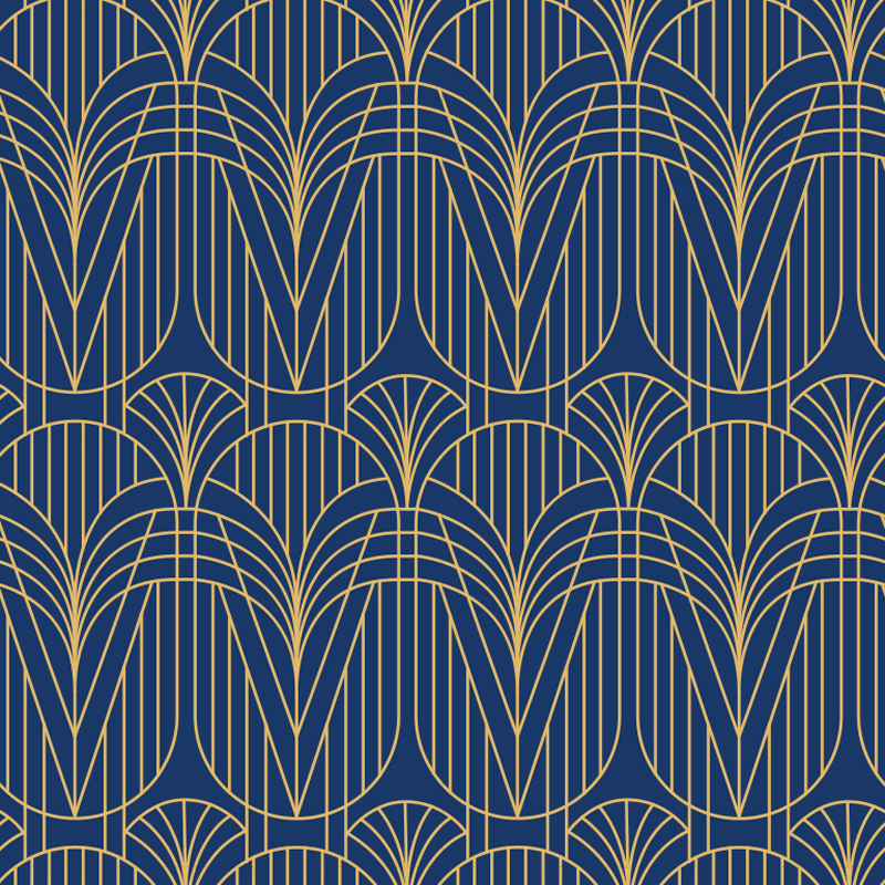 Køkken tæpper med art deco mønster og gulddetaljer - TenStickers