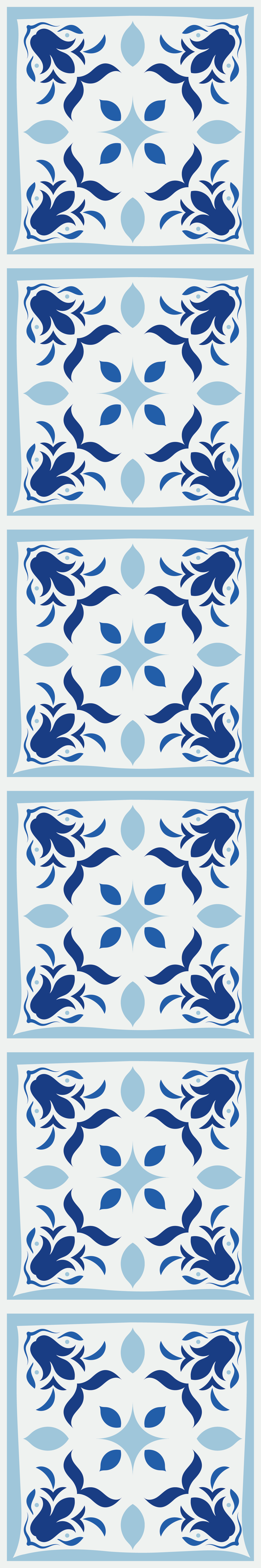 Køkken tæpper med typiske portugisiske fliser blomster - TenStickers