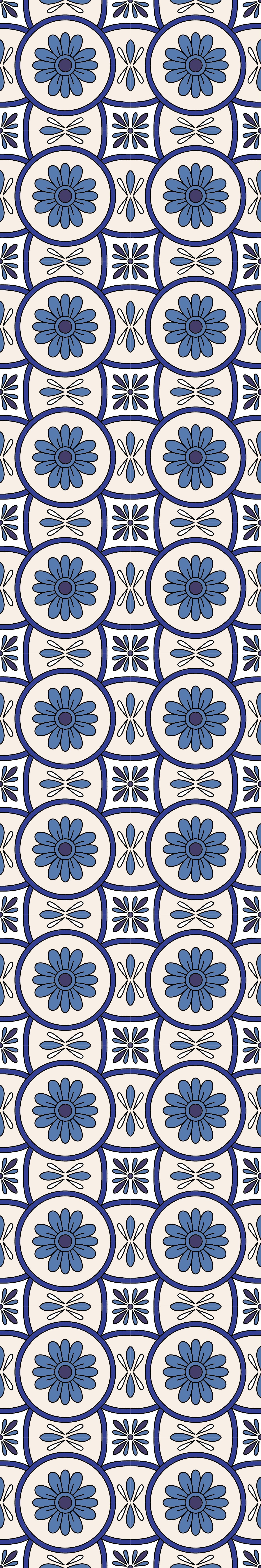 Køkken tæpper blå blomst typisk portugisisk flise - TenStickers