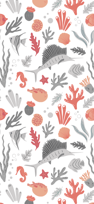 Vinyltæppe til soveværelse med marineliv illustration - TenStickers