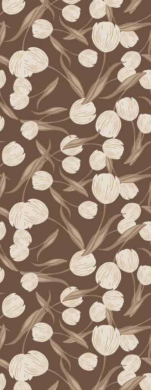 Vinyltæppe til soveværelse med elegant beige tulipanmønster - TenStickers