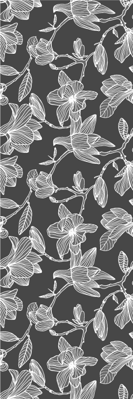 Vinyltæppe til soveværelse med magnolia i hvid og grå - TenStickers