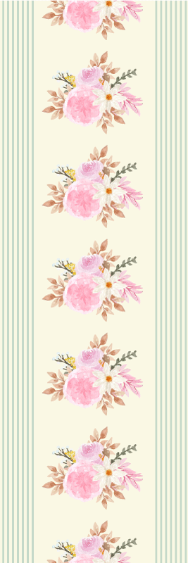 Vinyltæppe til soveværelse med blomsterstriber i fransk stil - TenStickers