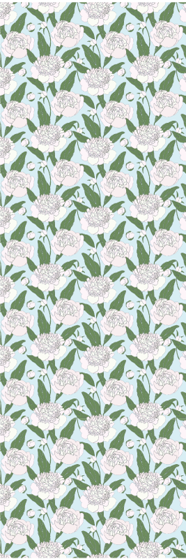 Vinyltæppe til soveværelse med hvide blomster mønster - TenStickers