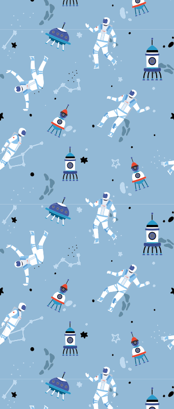 Vinyltæppe til soveværelse med astronauter og rumskibe - TenStickers