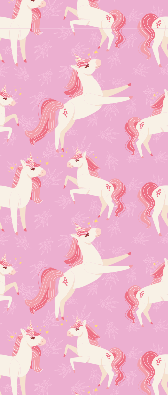 Vinyltæppe til soveværelse med pastelfarvede unicorns - TenStickers