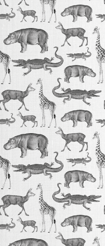 Vinyltæppe til soveværelse med safari dyr og træer - TenStickers