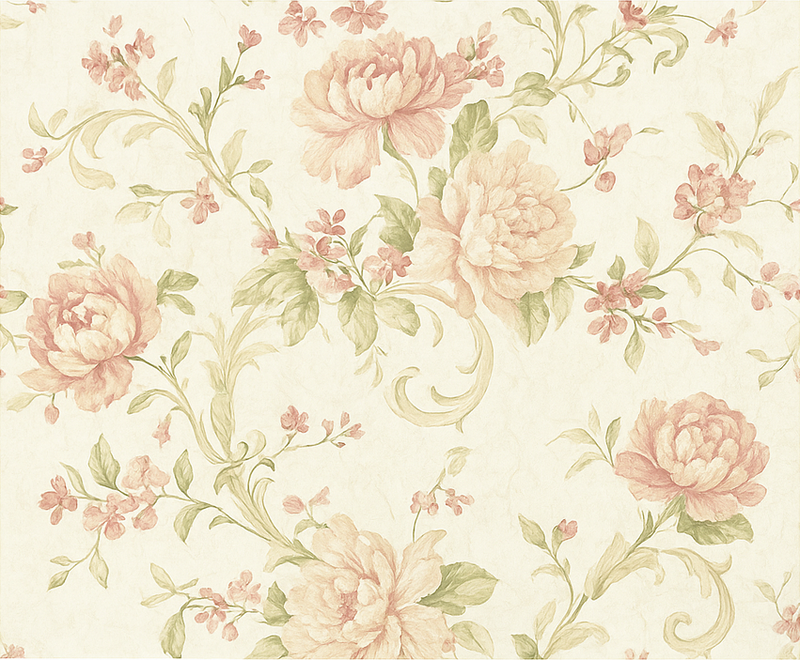 Vinyltæppe til soveværelse lys pink vintage blomster mønster - TenStickers