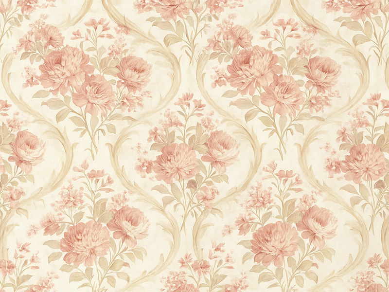 Vinyltæppe til soveværelse med vintage lysvaskede blomster - TenStickers