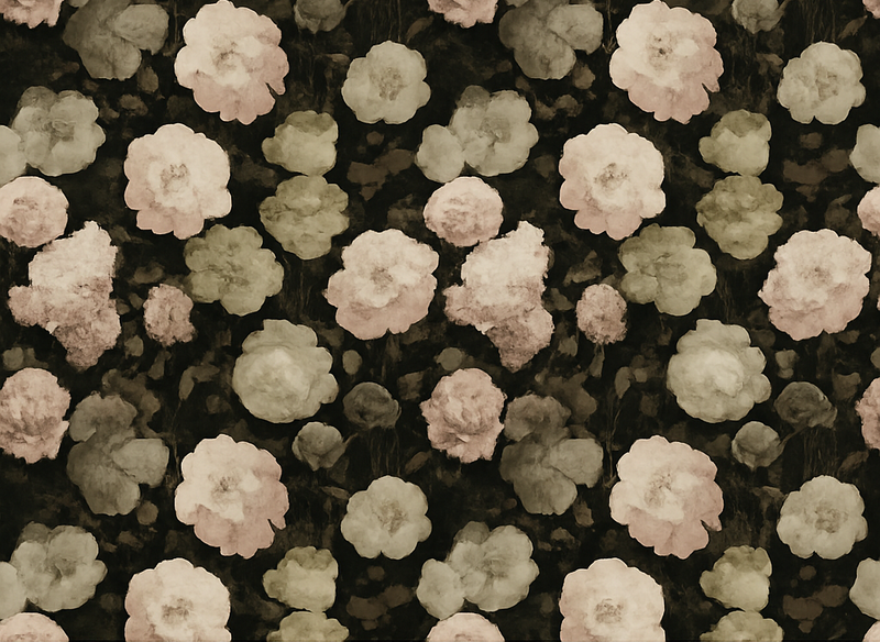 Vinyltæppe til soveværelse mørkt retro blomstermønster - TenStickers