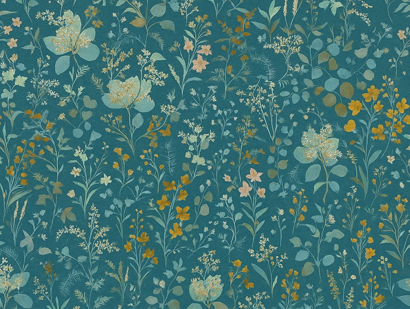 Vinyltæppe til soveværelse blå vintage blomsterdesign - TenStickers
