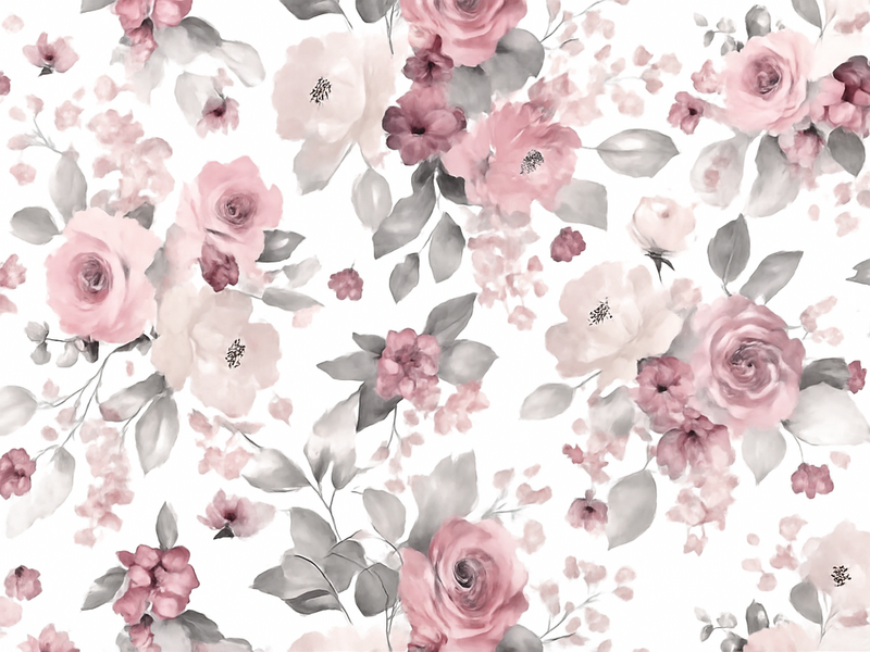 Vinyltæppe til soveværelse gråt delikat blomsterdesign - TenStickers