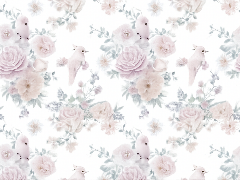 Vinyltæppe til soveværelse gråt elegant blomstermotiv - TenStickers