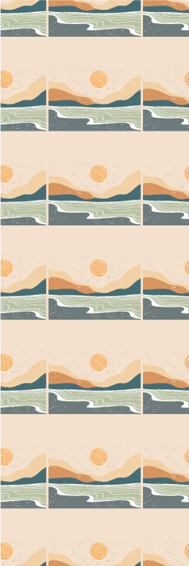 Vinyl tæppe til kontor abstract sunset mountains - TenStickers
