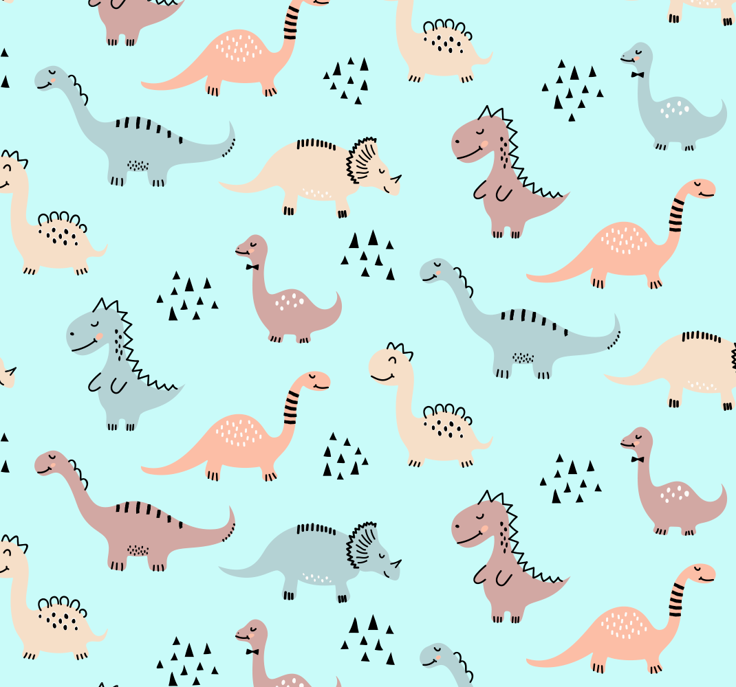 Vinyltæppe til soveværelse med blå baggrund og dinoer - TenStickers